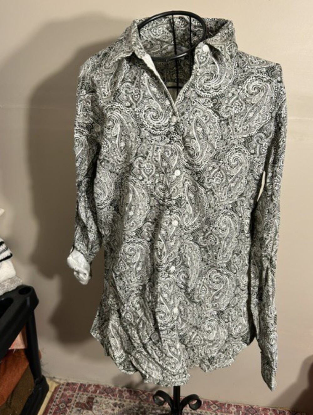 size large  print career wear shirt womens blouse casual dress button